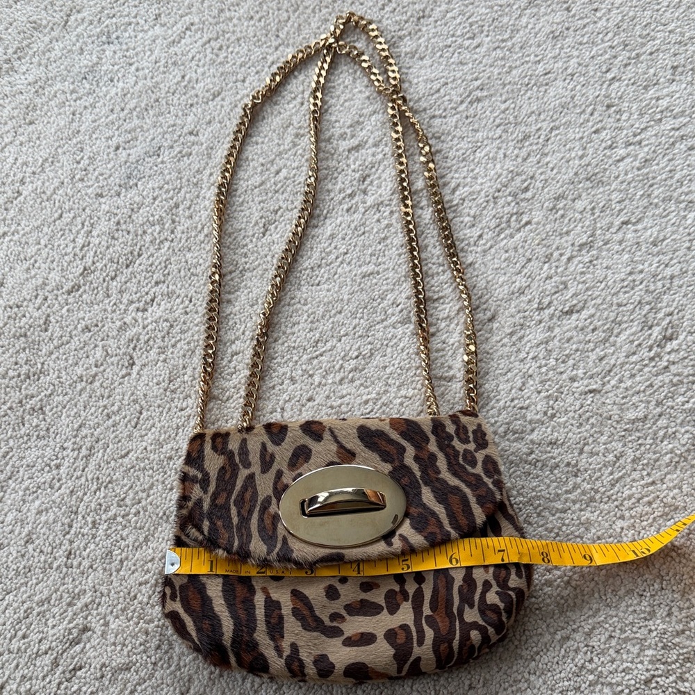 Stuart Weitzman Animal Print Crossbody with Gold Chain